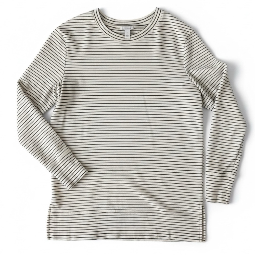 Daily Ritual Women's Black and White Striped Long Sleeve Top NWOT